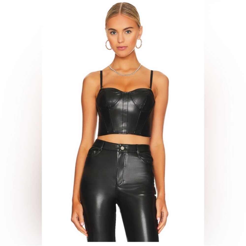 Elloise Vegan Leather Bustier Cami black
